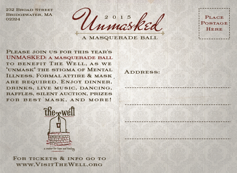 Unmasked Fundraiser Branding / Invitation (back)