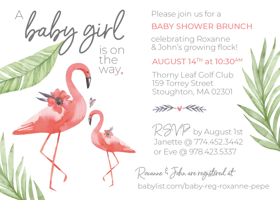 flamingo baby shower invitation